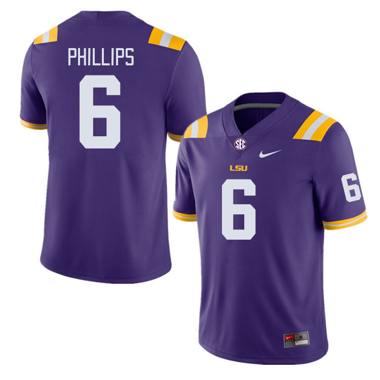 LSU Tigers #6 Jacob Phillips College Football Jerseys Stitched Sale-Purple